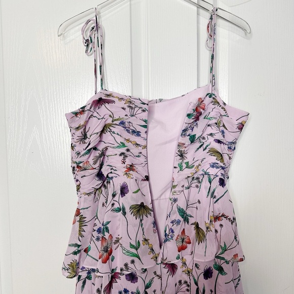 NWT AMUR Acacia Lilac Lily Wildflower Floral Tie Strap Ruffle Dress Size 14 - Picture 6 of 11